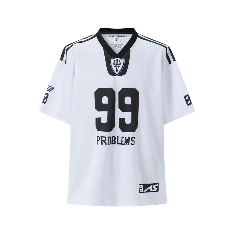 Spliced ​​letter print short-sleeved T-shirt digital mesh sports jersey-1908                   -7