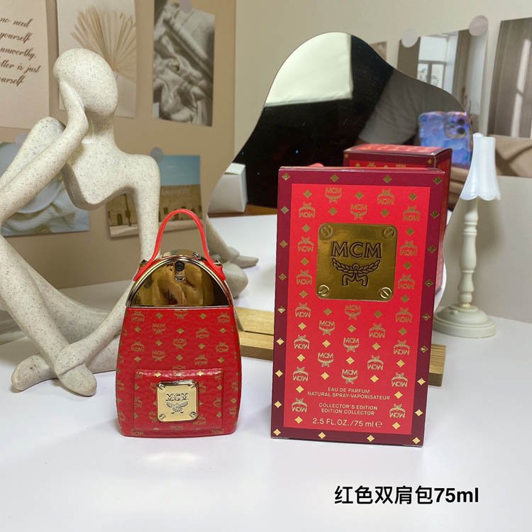 MCM red backpack women's perfu